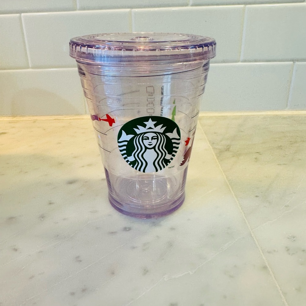 2011 Starbucks, Holiday Christmas clear Tumbler 12oz